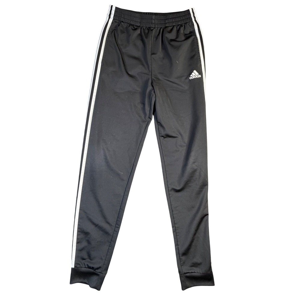 Adidas Boys Track Pants Black White 3-Stripe Joggers Size‎ L 14/16 AR5645
